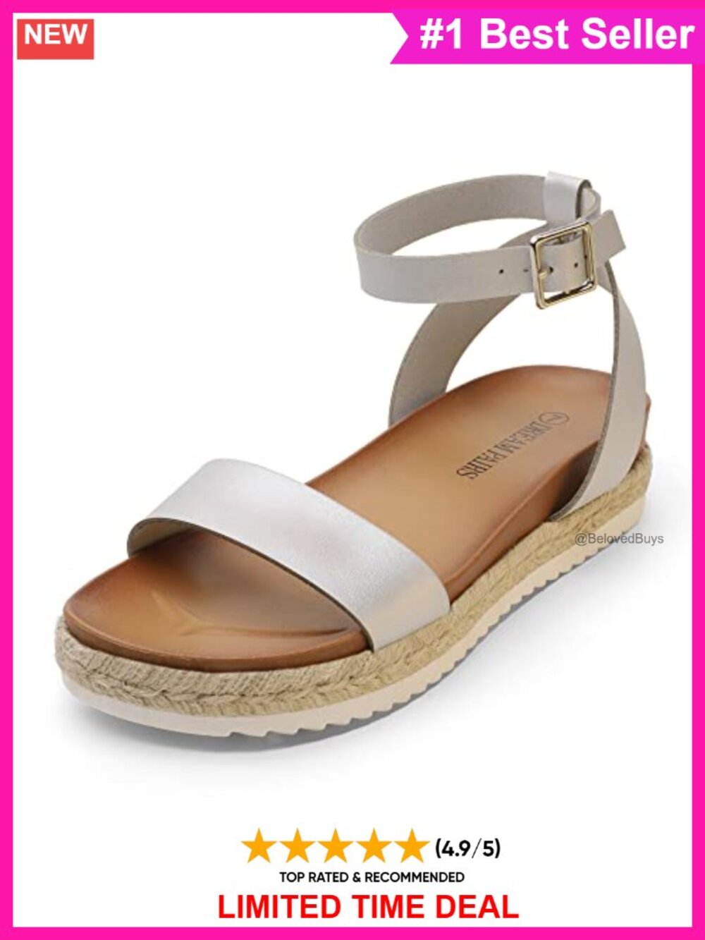 Open Toe Platform Espadrille Wedge Sandals with Arch Support and Ankle Strap